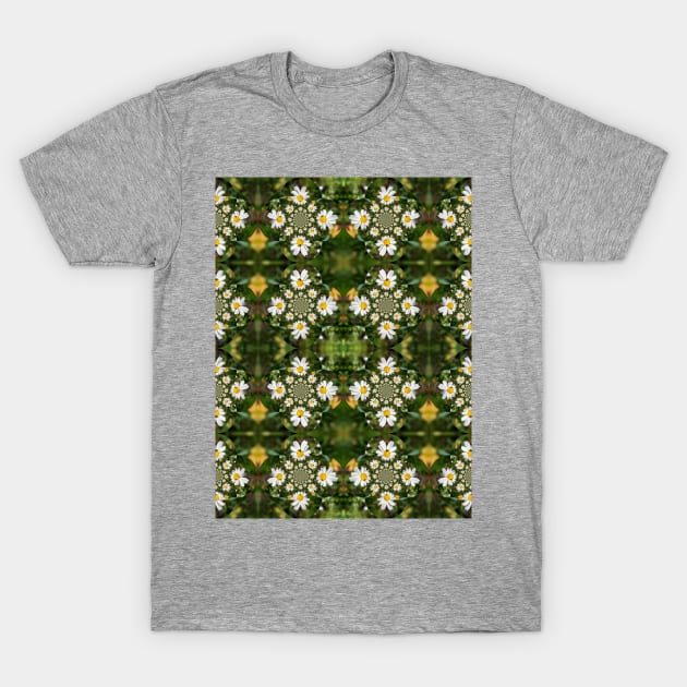 Magic Field Summer Grass - Chamomile Flower with Bug - Polarity #1 T-Shirt by GrandTartaria